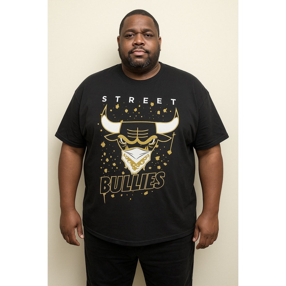 Phat Doc Street Bullies Graphic T-Shirt‎ Black Gold Hip Hop Style 4XL